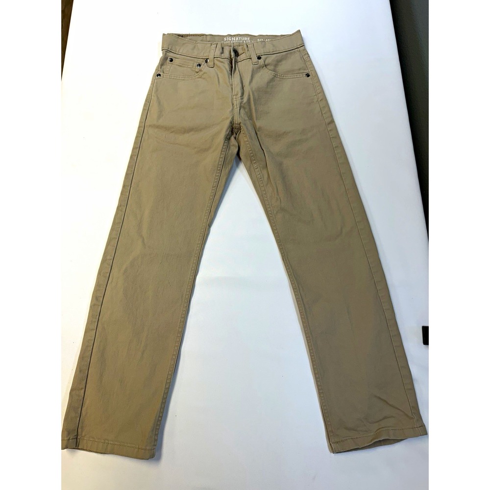 Signature by Levi Strauss Mens S67 Athletic Straight Twill Pants 26x26 Khaki